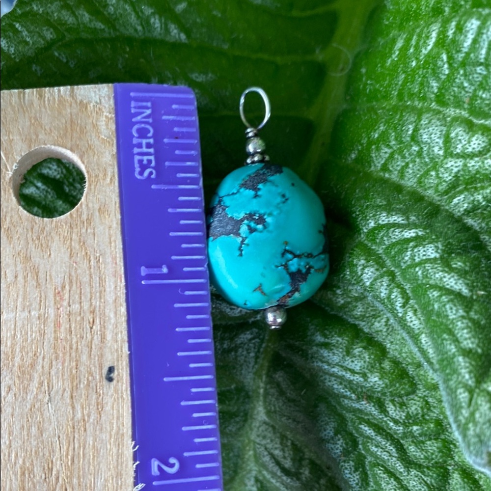 Turquoise & Sterling Silver Drop Pendant - Picture 6 of 6